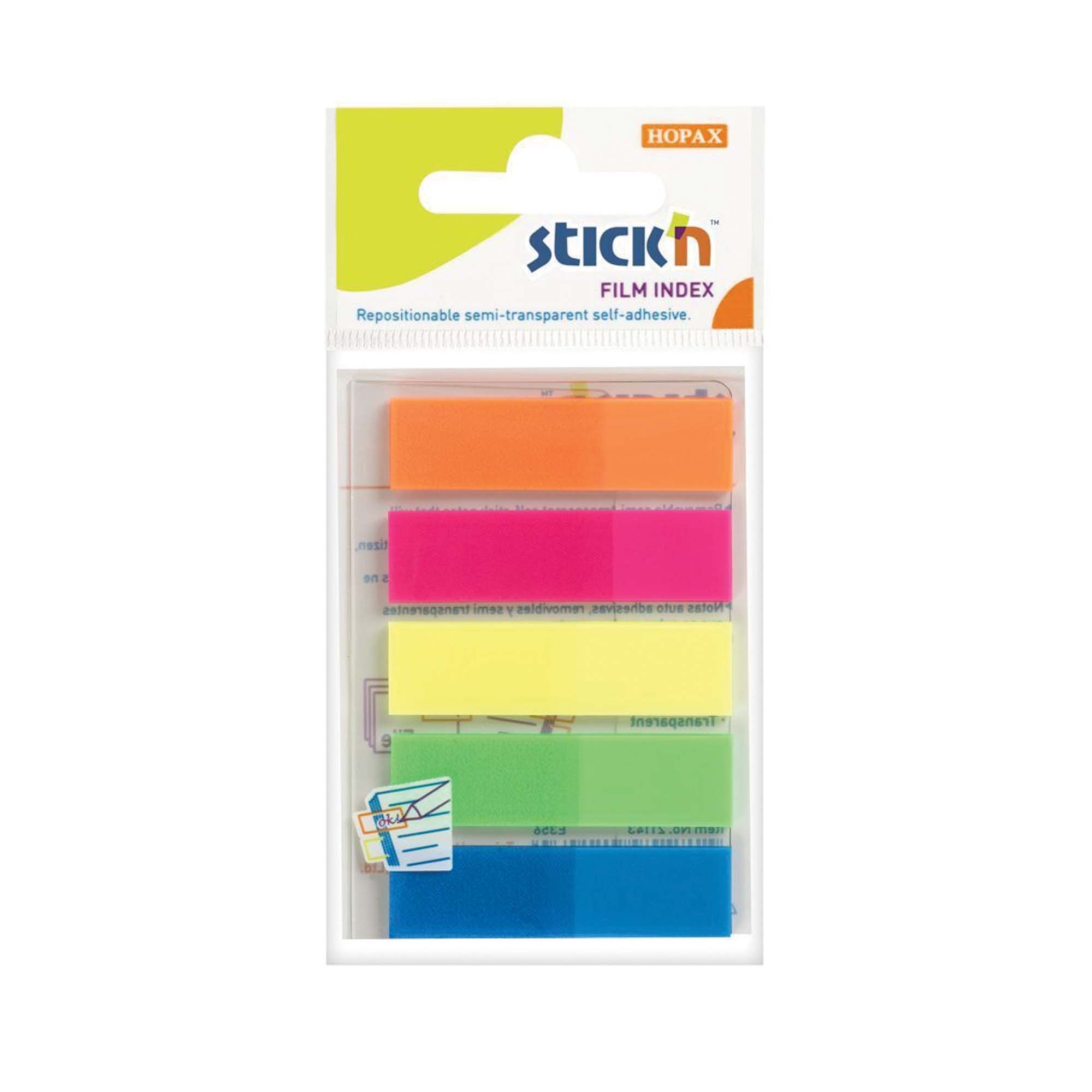 200-Pack Mini Adhesive Strips (45 X 12 Mm) - Translucent Colored Page Markers For Highlighting, 5 Colors
