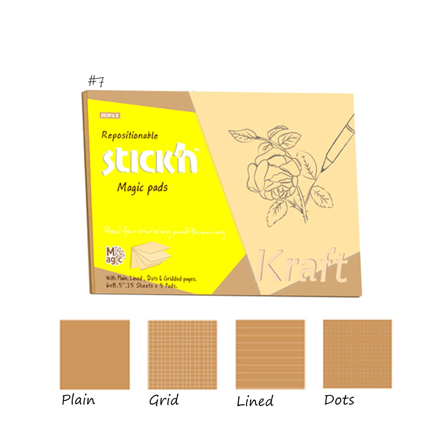 Stick'n Kraft Brown Rustic Sticky Notes