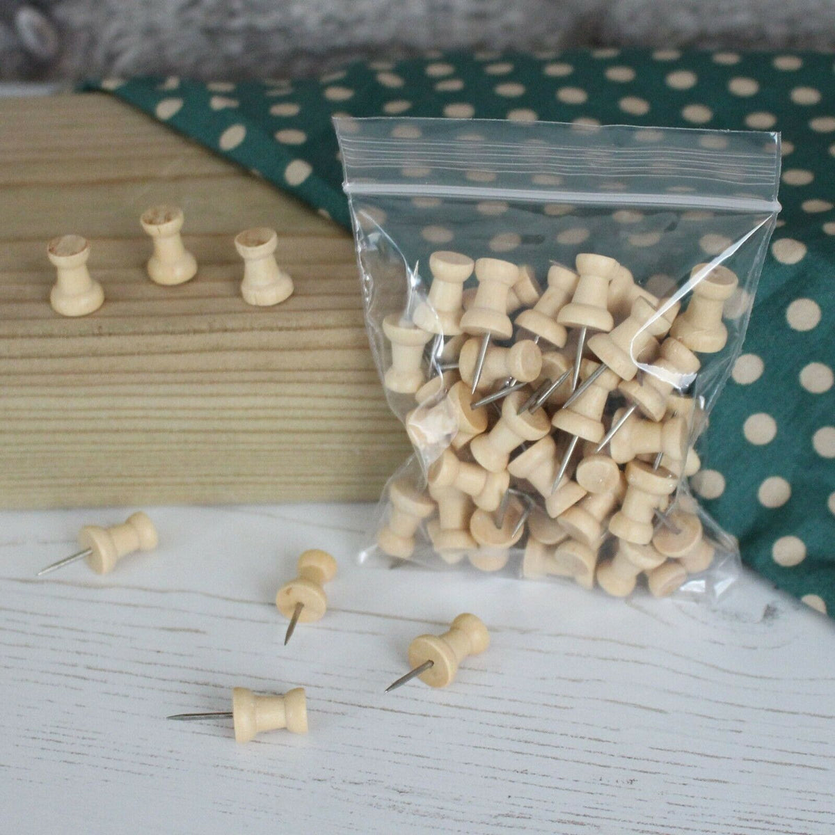 Wooden Push Pins - Flat Top