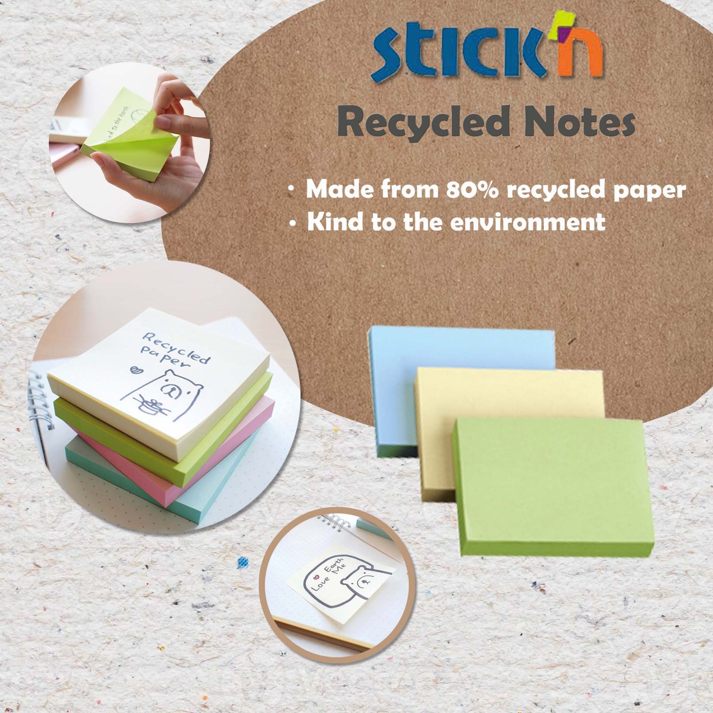 Stick'n Recycled Paper Sticky Notes